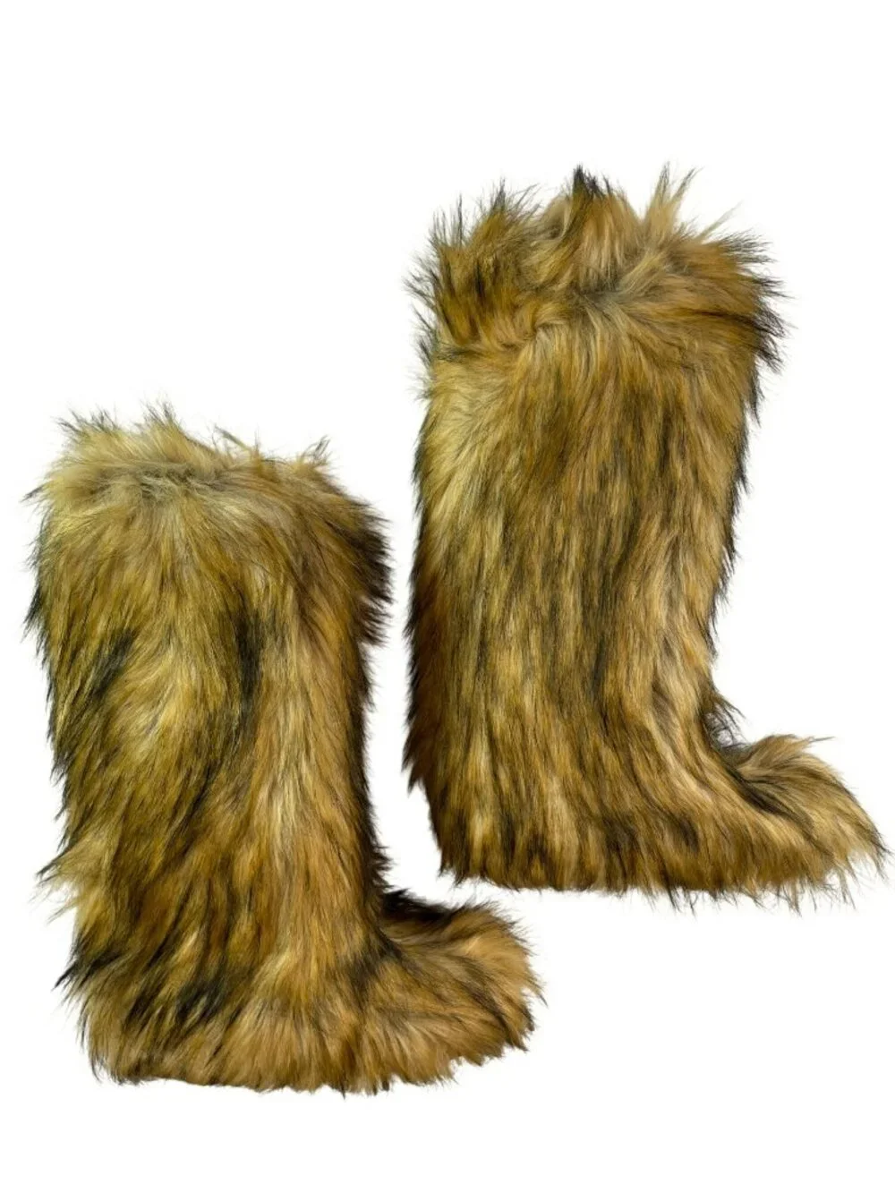 Azalea Wang Fayes Faux Fur Brown Multi Boots Warm Women's Size 9 NEW - Picture 1 of 10